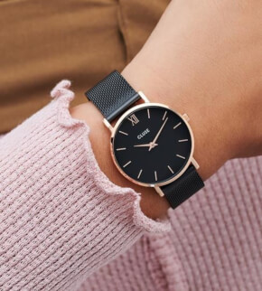 Cluse Minuit Mesh Black, Rose Gold Colour