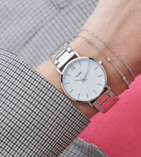 Cluse Minuit Steel White, Silver Colour