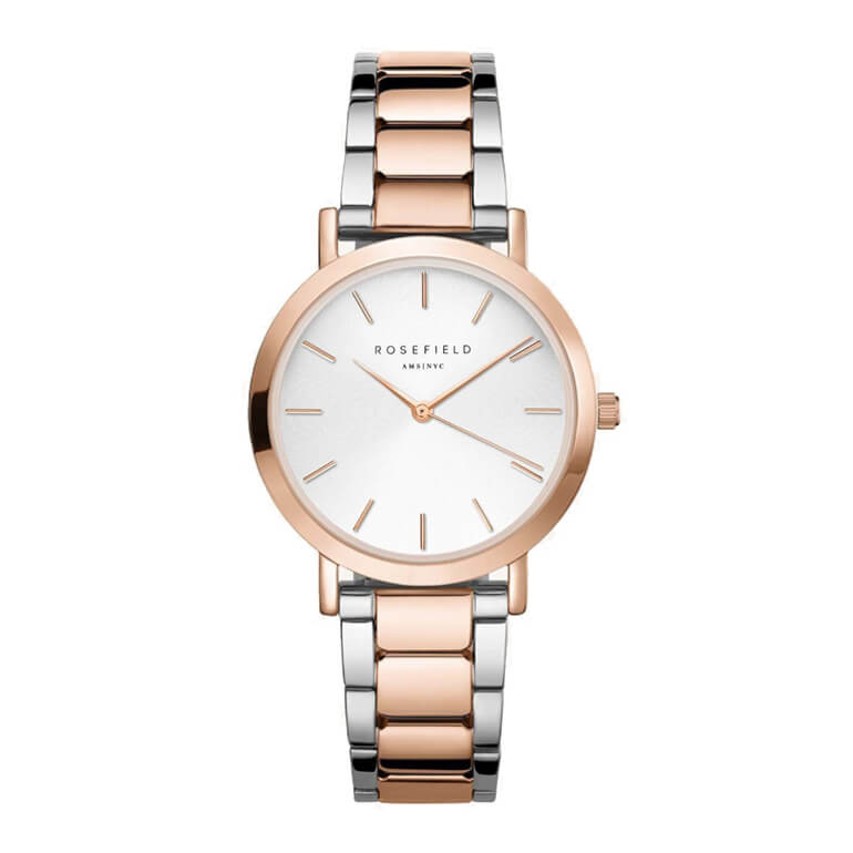 The Tribeca White Sunray Steel Silver Rose Gold Duo