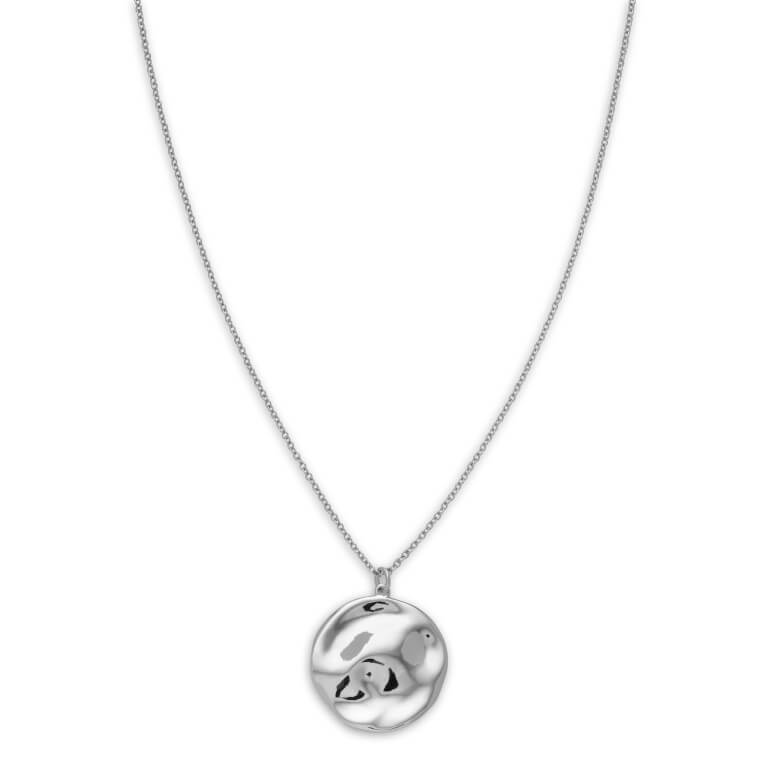 n&aacute;hrdeln&iacute;k Iggy Textured Coin Necklace Silver