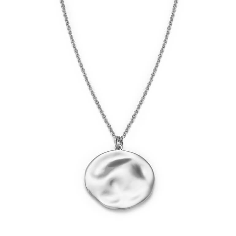 n&aacute;hrdeln&iacute;k Iggy Textured Coin Necklace Silver