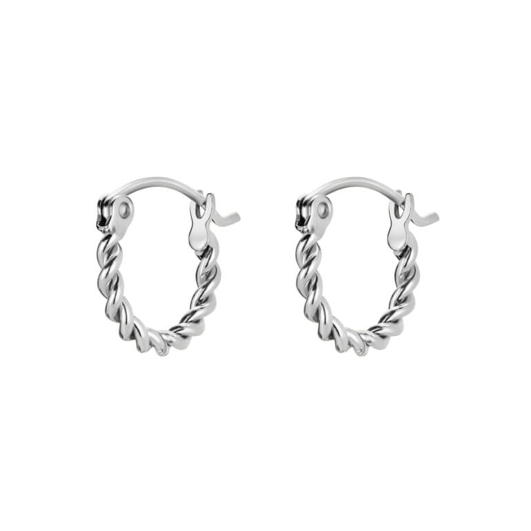 náušnice Twisted Hoops Silver